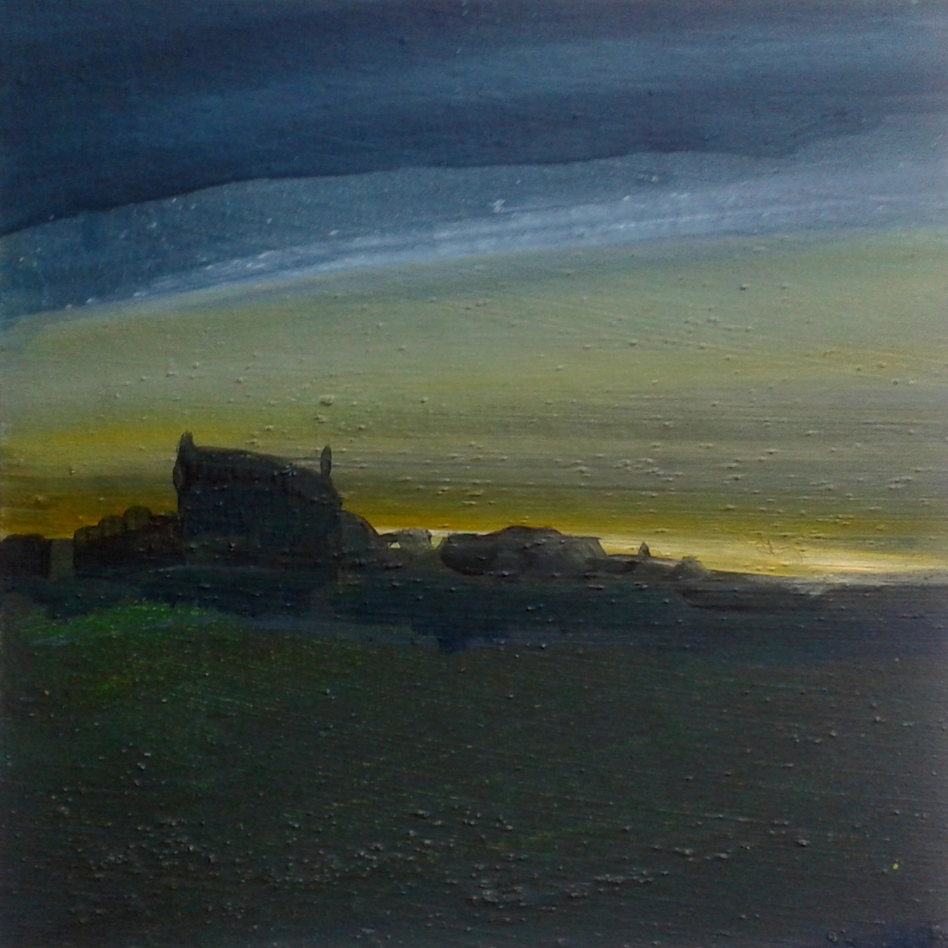 Emma Stroude, A Bitter Black Wind, Oil on Primed Board, 15cm x 15cm, 2015