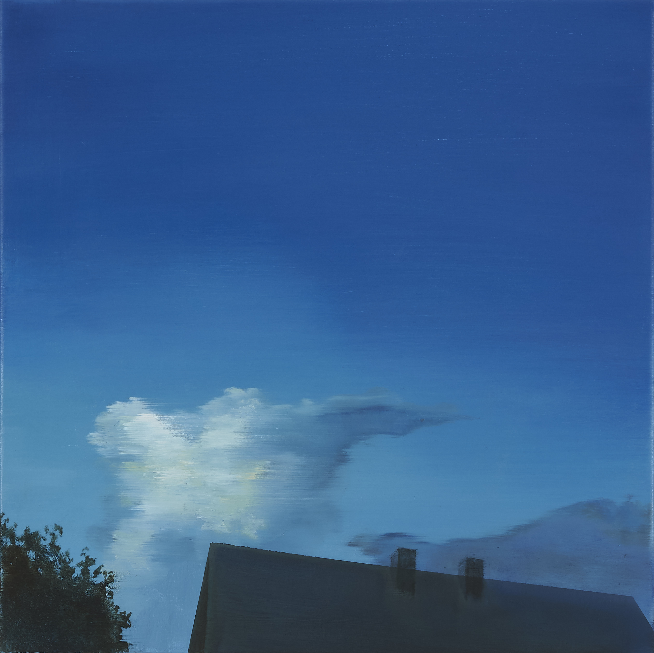 Emma Stroude 'Blue Sky Thinking' Oil on Canvas 30cm x 30cm 2017